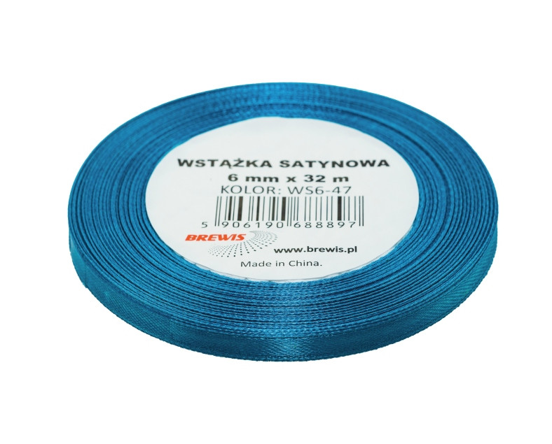 Wstążka satynowa 6mmx32m turkusowa Brewis